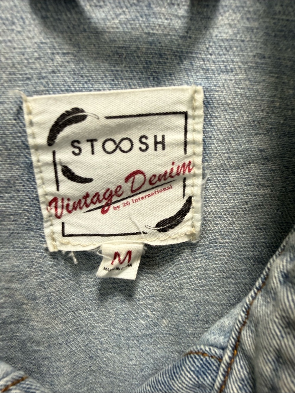 VTG Stoosh Blue Denim Distressed Jean Shirt Jacket Sz(M) - Picture 3 of 6